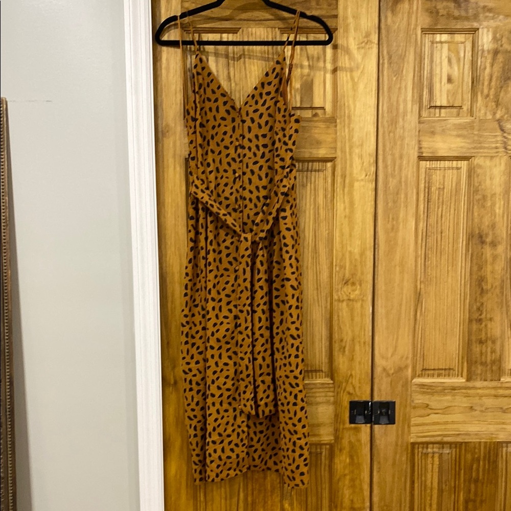 Everly Mustard Brown Spotted Maxi Dress